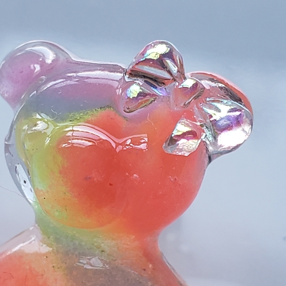 Handmade Rainbow Bear with Bows Stud Earrings - Reacts to UV Light - Picture 5 of 8